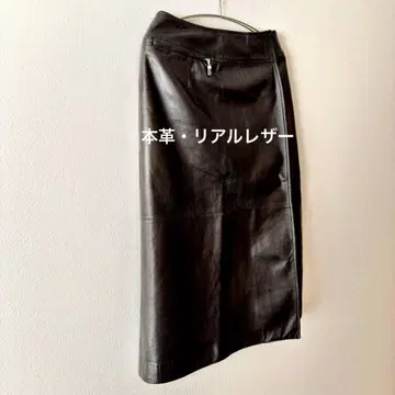 천연 가죽 롱 가죽 스커트 11호 양가죽 블랙 다이마루 RAMUZ