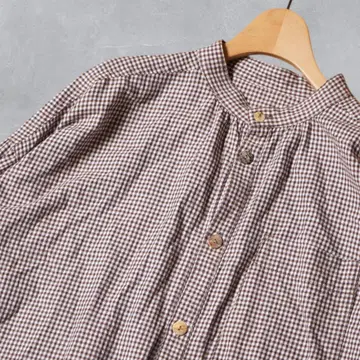 J348@ 캐시미어 혼방 깅엄 체크 롱 셔츠 원피스 M