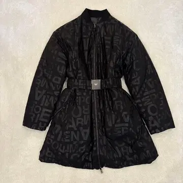 EMPORIO ARMANI 아르마니 / 로고 다운 코트/벨트 포함/블랙