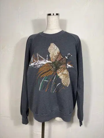 JERZEES 애니멀 무늬 맨투맨 새 그레이 바디 XL 트레이닝복