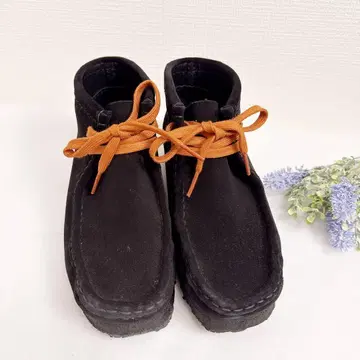 CLARKS 블랙 모카신 신발 오렌지 신발끈 37 새상품급