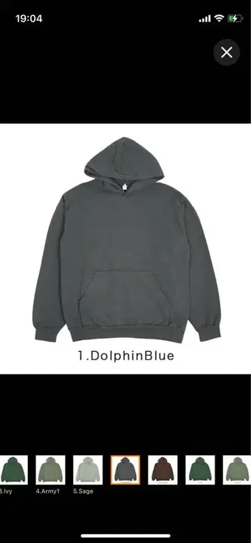 로스앤젤레스 어패럴 후드티 14oz 돌핀 블루 M 사이즈 미사용 새상품