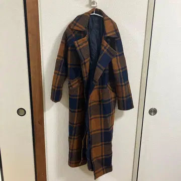 FIRST LANE 체크 무늬 롱 코트