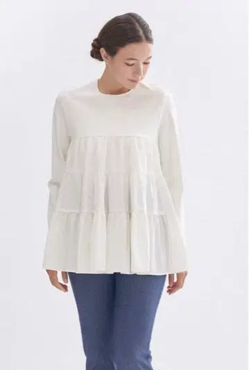 yori 도킹 티어드 블라우스 38 화이트