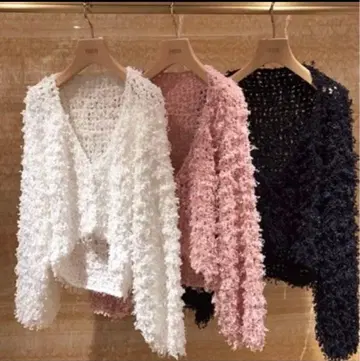 플래그 크로셰 가디건 블랙