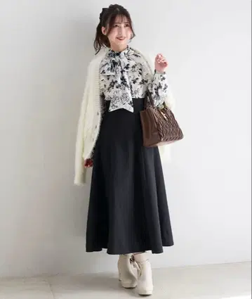 플라워 프린트 롱 원피스