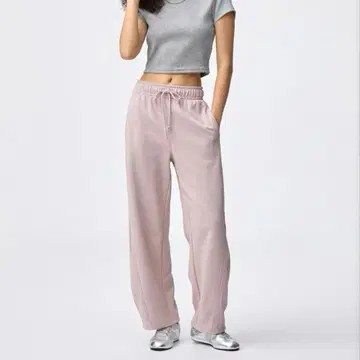 GU 맨투맨 배럴 레그 팬츠 핑크