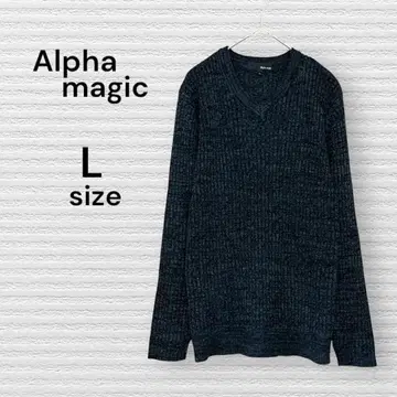 알파 매직 새상품급 다크 그레이 V넥 스웨터 니트 V넥 그레이