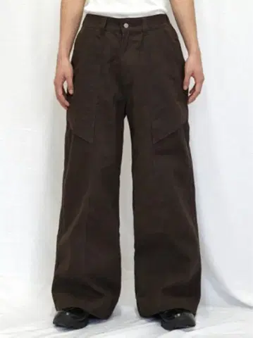 [ CS ] cotton wide twill pants (brown)