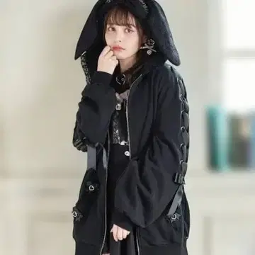 리즈리사 토끼 귀 메니 리본 후드티