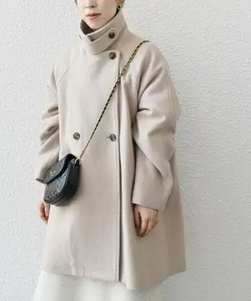 2023AW [ SHIPS any ] 스탠드 더블 칼라 코트 베이지 36