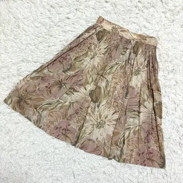 TESTA 고품질 플레어 스커트 잔잔한 플리츠 꽃무늬 레트로 빈티지