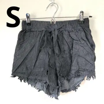 프린지 숏팬츠 [ S ] 블랙 허리밴딩