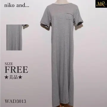 새상품급 니코앤드 원피스 롱 기장 반팔 무지 크루넥 가슴 포켓 부착