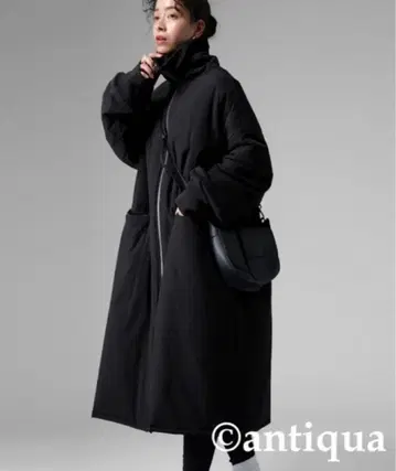 안티카 antiqua 충전솜 하이넥 롱 코트