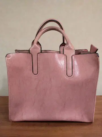 핑크 합성 피혁 토트백 중형