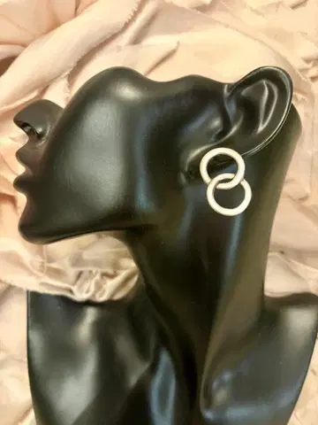 [ 새상품급 ] Philippe Audibert 더블 링 귀걸이 실버