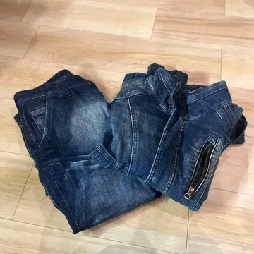 다크 블루 슬림핏 데님 팬츠 워크맨 페인팅 작업자