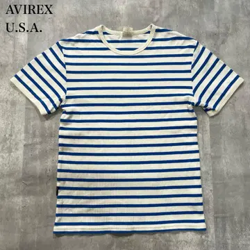 아비렉스 [ M ] 반팔 T셔츠 피치보더 리브 마린스타일