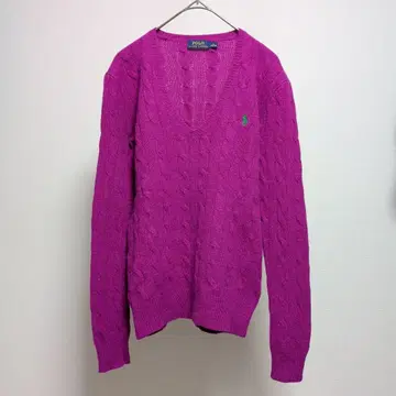 폴로 랄프로렌 케이블 니트 퍼플 L 양모 캐시미어