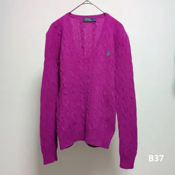 폴로 랄프로렌 케이블 니트 퍼플 L 양모 캐시미어