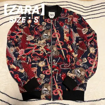 [ 완판템 ] ZARA 자카드 스컬 자수 올 패턴 블루종 자켓