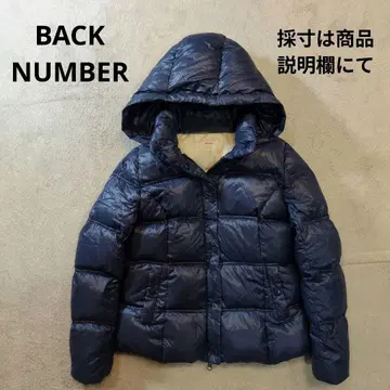 백넘버 다운&페더 후드 부착 다운 자켓 네이비
