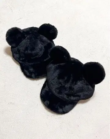 블랙 미키 복슬복슬 귀 모자 2세트