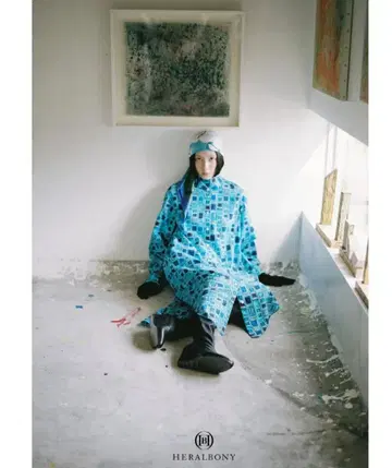 인기 HERALBONY 셔츠 원피스 [ 파란 창 ]