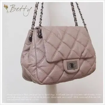 로지 브라운 퀼팅 숄더백 천연 가죽 미사용 새상품 소가죽 체인