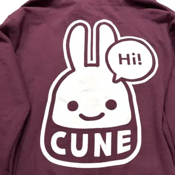 CUNE 큔 풀 집업 후드티 보르도 XL 등부분 빅 로고