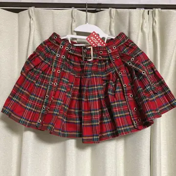 ACDCRAG 플리츠 팬츠스커트 레드