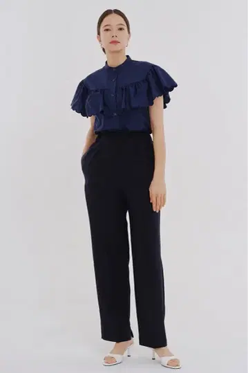 yori 사라사라 핸섬 팬츠 38 네이비