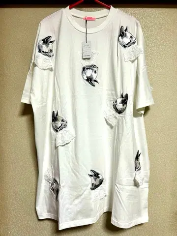 캔디 스트리퍼 고양이 자수 빅 T셔츠