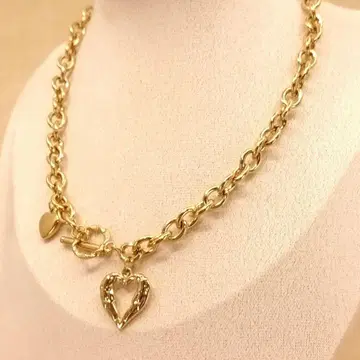 빈티지 골드 체인 하트 목걸이 토글 8mm 레트로
