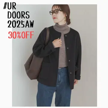 택 포함 미사용 새상품 UR DOORS 울 리버 노칼라 미들 코트