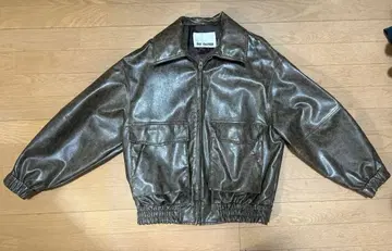 OUTER 인조 가죽 자켓 빈티지풍 브라운