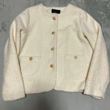 숏 버튼 포켓 스트레이트 노카라 자켓