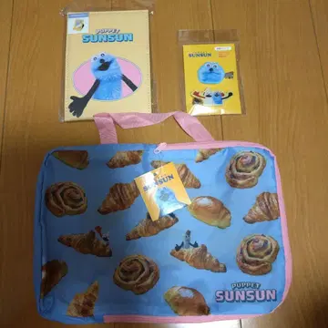 퍼펫 스 땡큐 마트 3종 세트 거울 앞머리 클립 압축 파우치