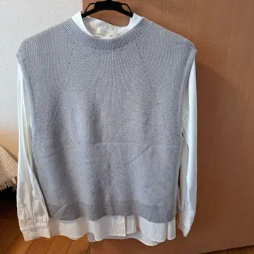 그레이 니트 레이어드 상의