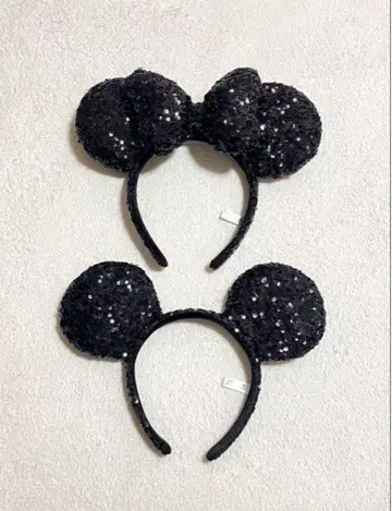 미키 미니 블랙 스팽글 머리띠 2세트