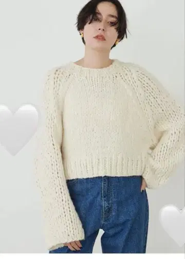 새상품! Drawing Numbers 크롭 핸드 니트 화이트 38