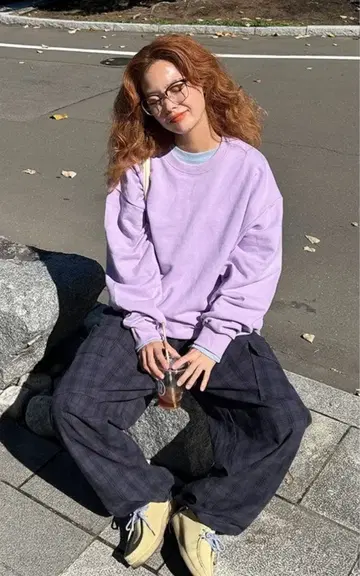 nugu 라벤더 오버 사이즈 맨투맨