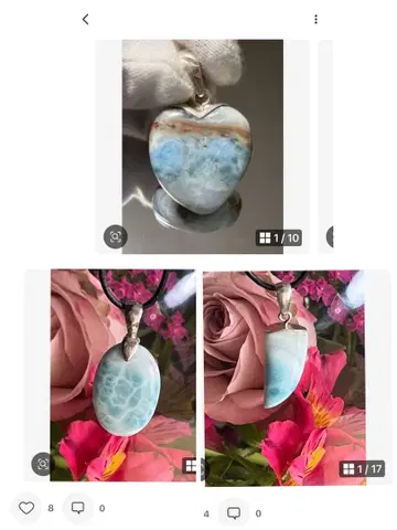 라리마 펜던트 하트형 타원형 송곳니형 3종 세트