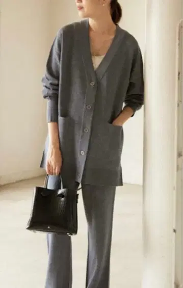 슬로브 이에나 워셔블 밀라노 리브 가디건 그레이