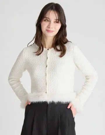 celford 셀포드 실크 캐시미어 혼방 퍼 트리밍 가디건