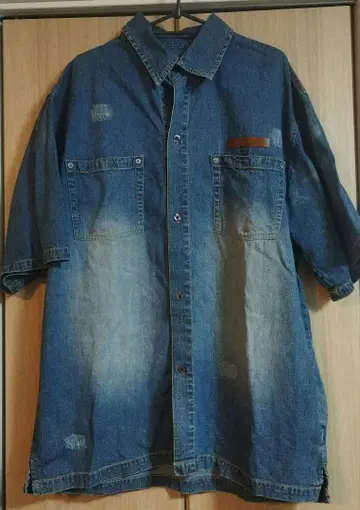 크라임 데님 데님 셔츠 반팔