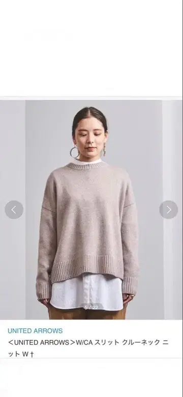 유나이티드 애로우즈 슬릿 크루넥 니트 베이지 프리 사이즈