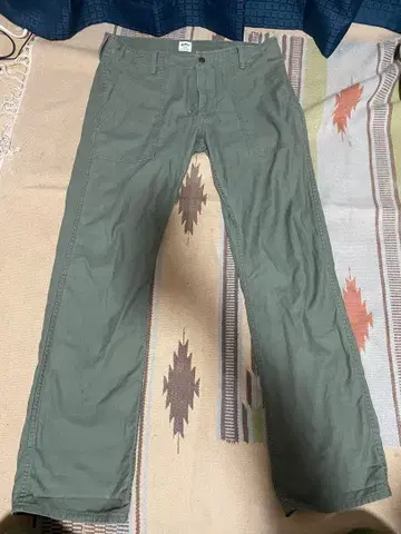 올리브 그린 워크 팬츠 코튼 혼방