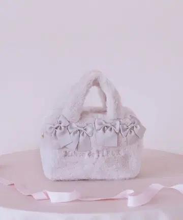 메종 드 플뢰르 퍼 리본 미니백 라이트 핑크